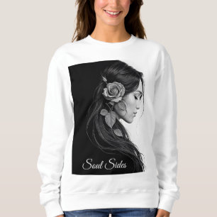 Sudadera Retrato blanco y negro de arte femenino hermoso