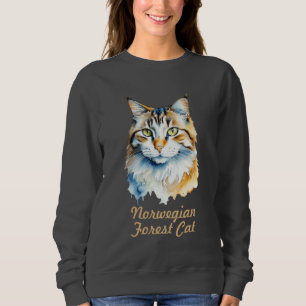 Sudadera Retrato de acuarela de gato forestal noruego