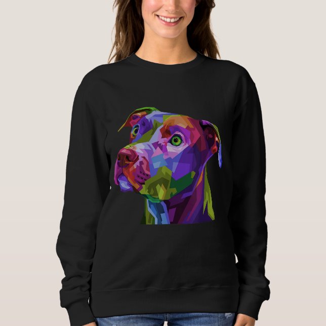 Sudadera Retrato de arte pop norteamericano Pitbull Terrier (Anverso)