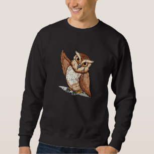 Sudadera Retrato de búho barbudo animal pájaros angustiado