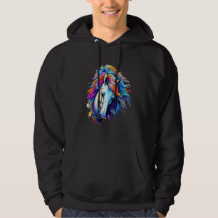 Sudadera Retrato de caballo de viento Resumen arte tribal a
