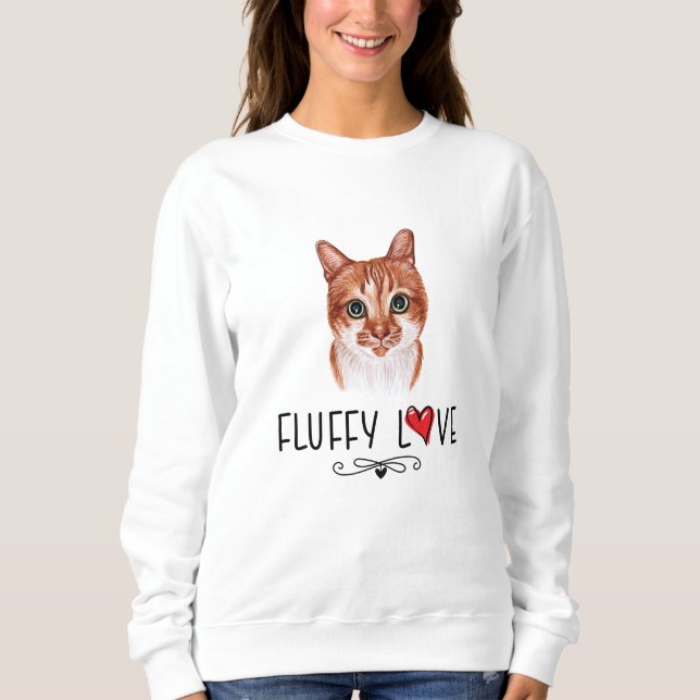 Sudadera Retrato de Cat Fluffy Love Kitty Meow (Anverso)