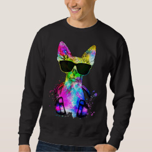 Sudadera Retrato de gato Sphynx con auriculares al estilo P