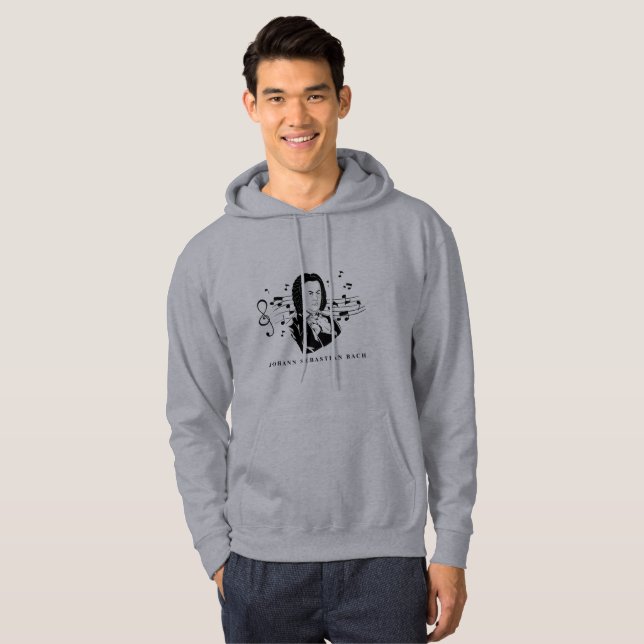 Sudadera Retrato de Johann Sebastian Bach y busto con notas (Anverso completo)