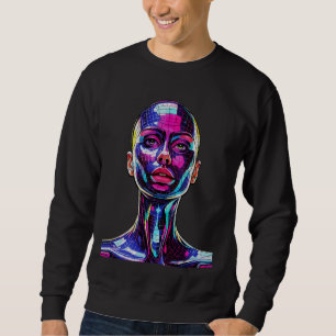 Sudadera Retrato de mosaico vibrante de una mujer moderna