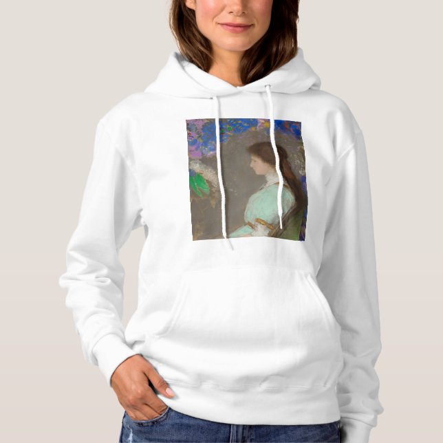 Sudadera Retrato de mujer con flores de Odilon Redon  (Anverso)
