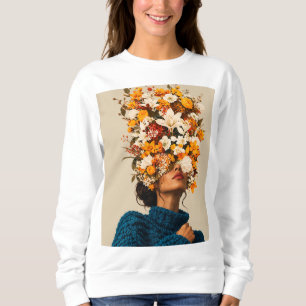 Sudadera Retrato de mujer floral vintage