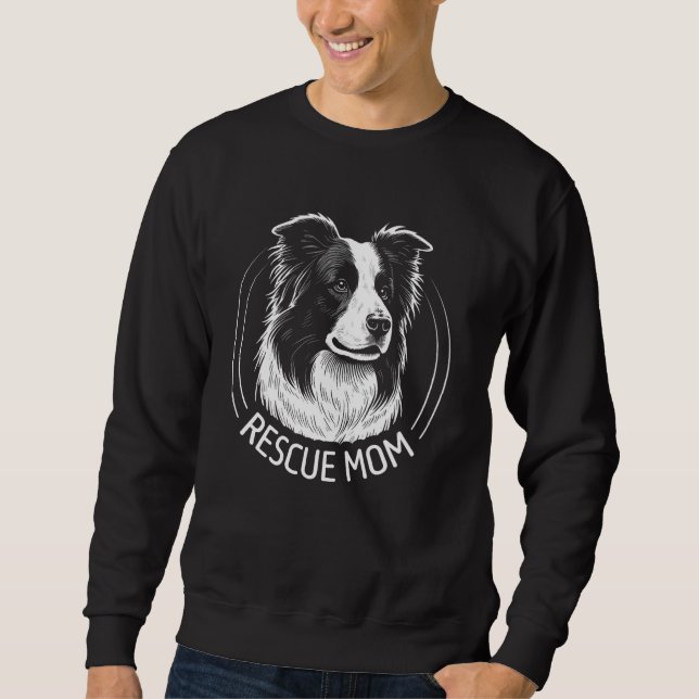 Sudadera Retrato de perro Border Collie Rescate Mamá (Anverso)