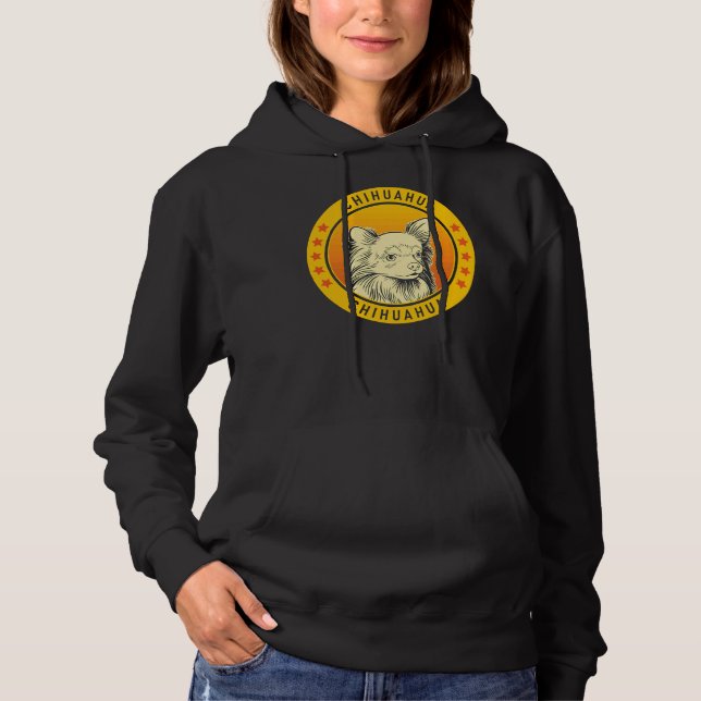 Sudadera Retrato de perro chihuahua de pelo largo (Anverso)