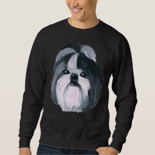 Sudadera Retrato De Perro Shih Tzu Mascota Blanco Y Negro