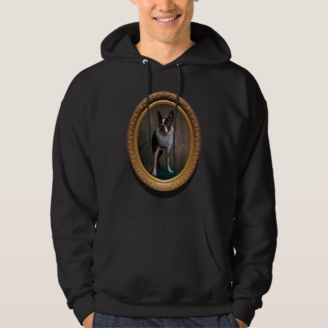 Sudadera Retrato de perro Terrier de Boston al estilo de la (Anverso)