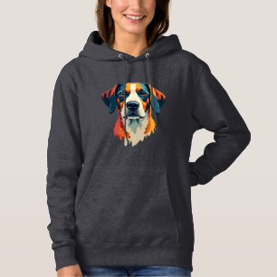 Sudadera Retrato de perro vintage colorido al estilo del ar