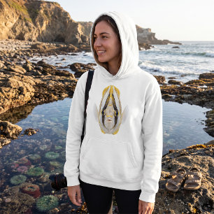 Sudadera Retrato de pez ángel con rayas amarillas
