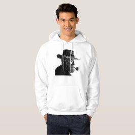 Sudadera Retrato de punto y línea: anciano sabio fumando en