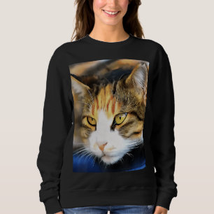 Sudadera Retrato Mascota realista de gato calico de ojos am