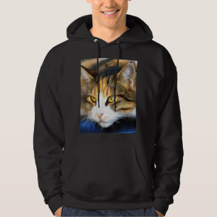 Sudadera Retrato Mascota realista de gato calico de ojos am