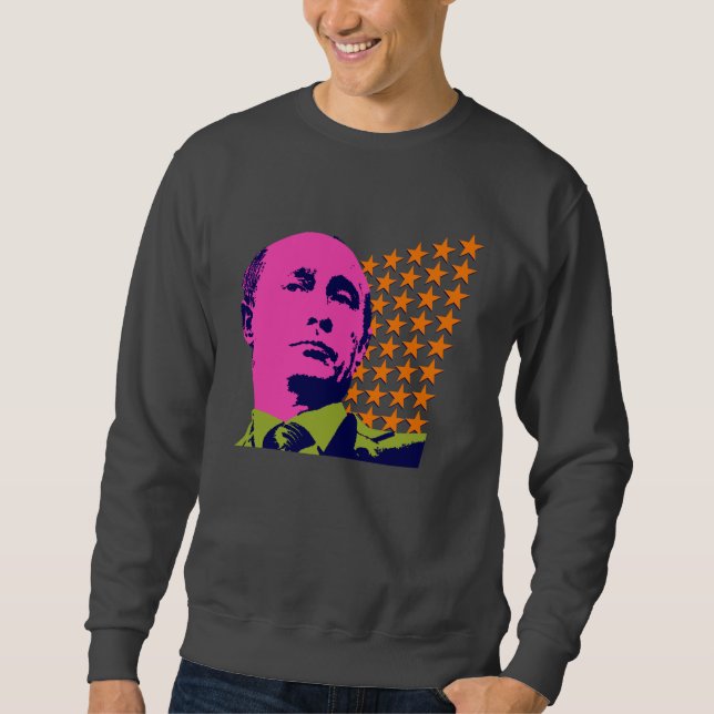 Sudadera Retrato Pop Art de Putin Rosa (Anverso)