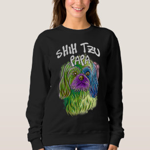 Sudadera Retrato Pop Colorido de Shih Tzu Papá Día del Padr