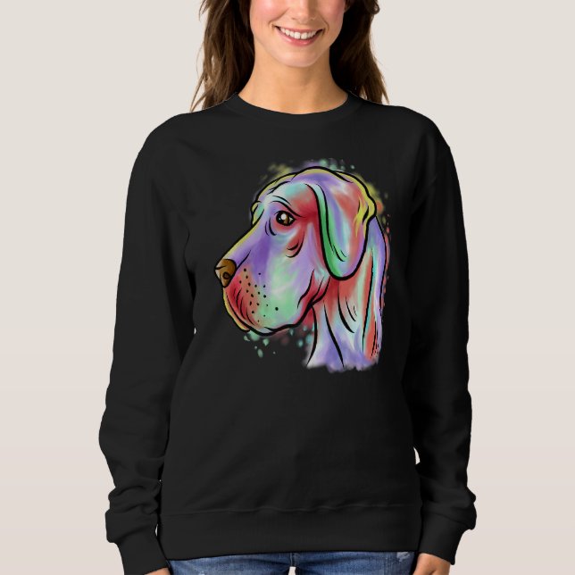 Sudadera Retrato pop colorido Gran Perro Danés (Anverso)