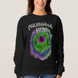 Sudadera Retrato pop colorido Perro Pekingese Mamá de madre