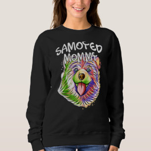 Sudadera Retrato pop colorido Samoyed Perro Mamá Mamá