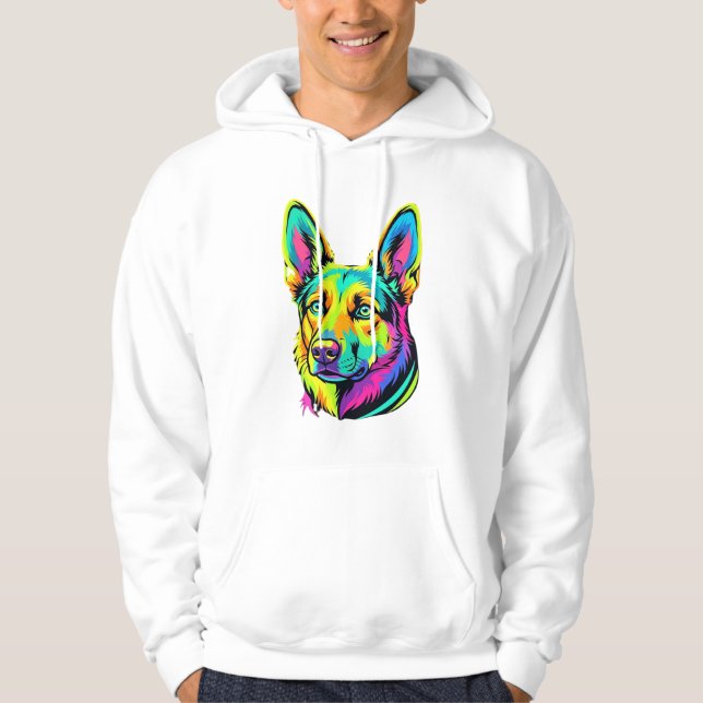Sudadera Retrato vectorial colorido de perro neon (Anverso)