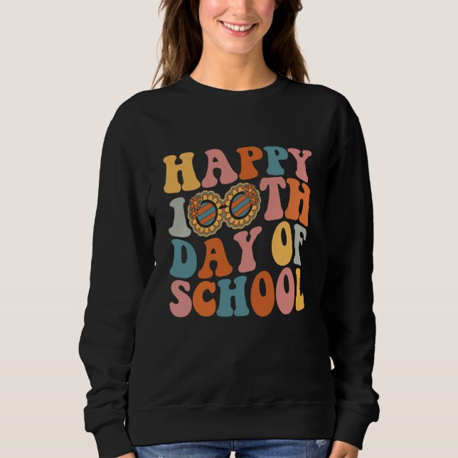 Sudadera Retro 100 Days Of School Teacher Boys Girls 100th  (Anverso)