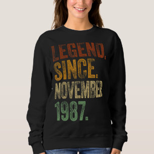 Sudadera Retro 1987 Nacimiento Noviembre Leyenda desde 1987