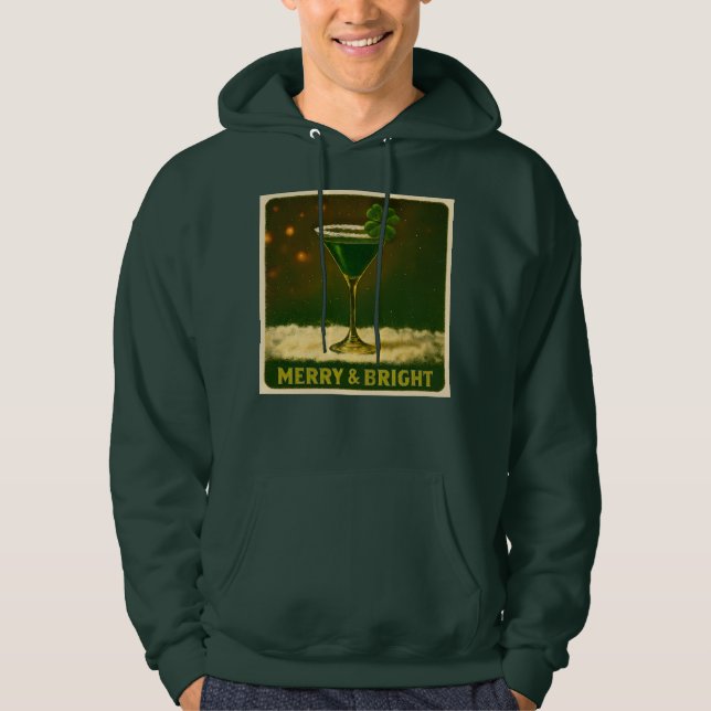 Sudadera Retro 50s 4 Leaf Clover Irish Christmas Martini (Anverso)