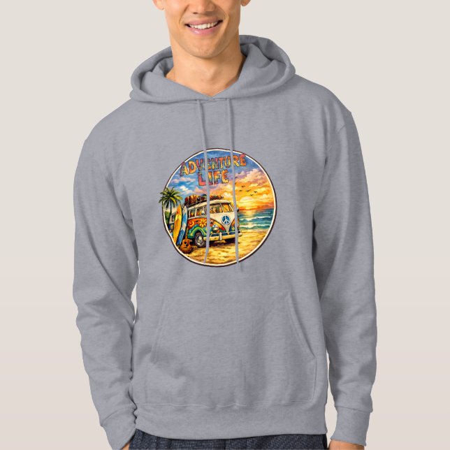 Sudadera Retro 60s Hippie Beach Sunset | Adventure Van Life (Anverso)