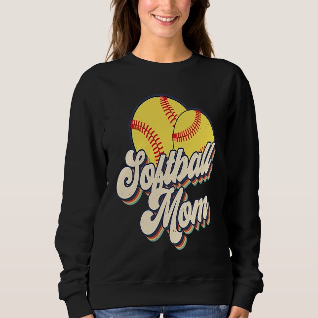 Sudadera Retro 70s Softball Mom Cute Player Mama Team Sport (Anverso)