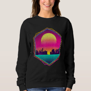 Sudadera Retro 80 Estética 90 Arte Skyline Sunset Vaporwa