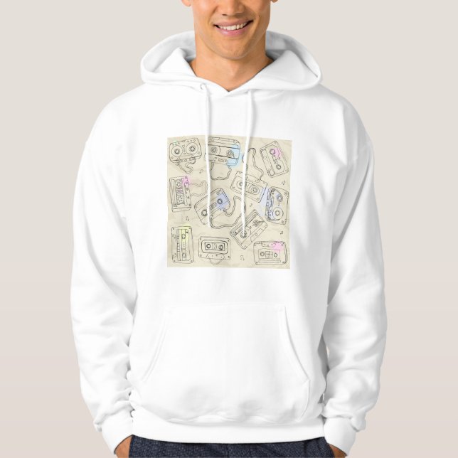 Sudadera Retro 80s 90s Nostalgic Cassette Mix Tape Pattern (Anverso)