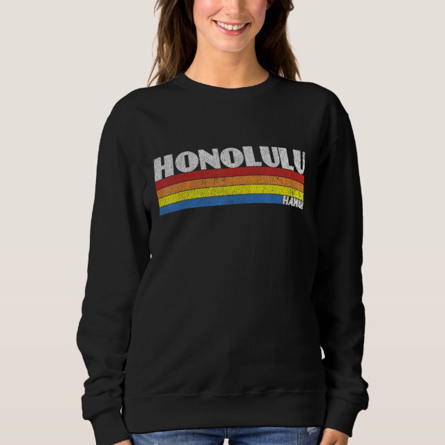 Sudadera Retro 80s Hawaii HI Souvenir Honolulu (Anverso)