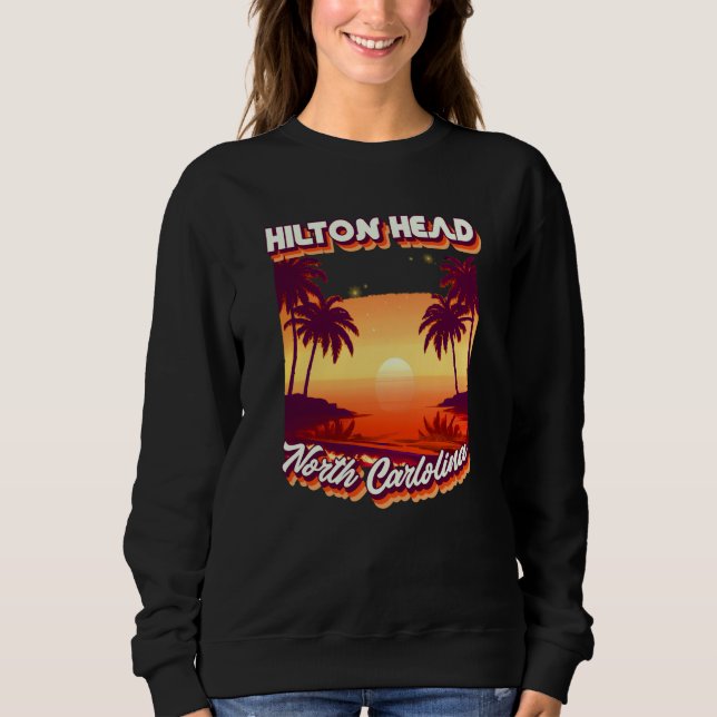Sudadera Retro 80's Style Hilton Head North Carolina Palm T (Anverso)