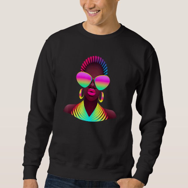 Sudadera Retro African Woman Beautiful Pink 80s Men Women K (Anverso)