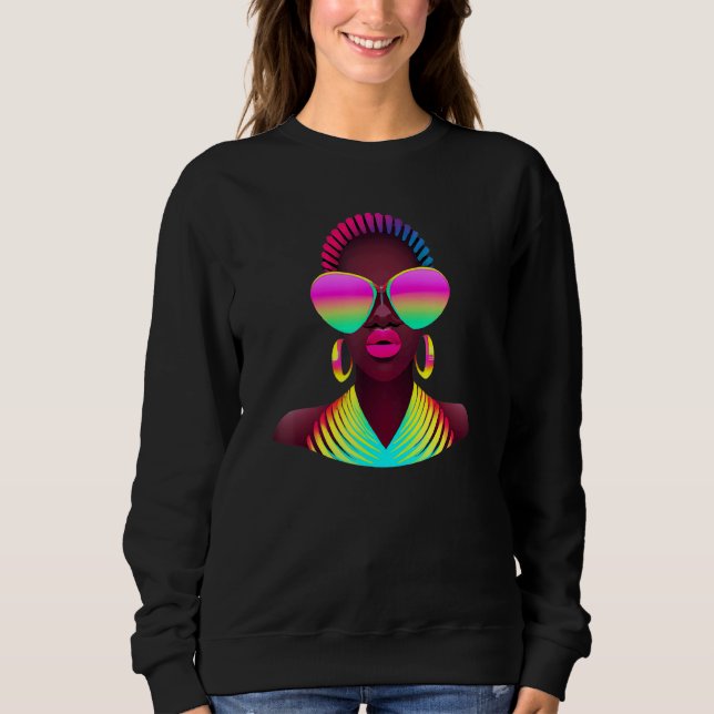 Sudadera Retro African Woman Beautiful Pink 80s Men Women K (Anverso)