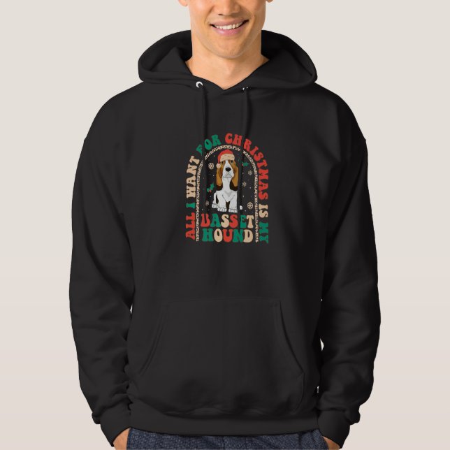 Sudadera Retro All i want for Christmas is my Basset Hound  (Anverso)