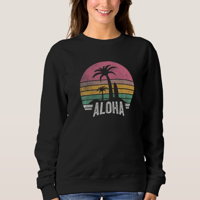 Sudadera Retro Aloha Hawaii Hawaii Isla Palm Beach Surf (Anverso)