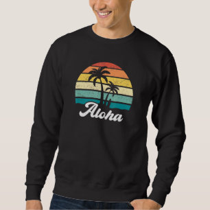Sudadera Retro Aloha Hawaii Hawaii Isla Palm Tree Beach