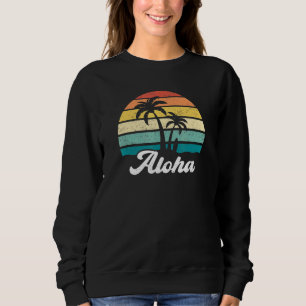 Sudadera Retro Aloha Hawaii Hawaii Isla Palm Tree Beach