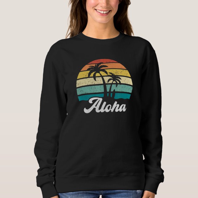 Sudadera Retro Aloha Hawaii Hawaii Isla Palm Tree Beach (Anverso)