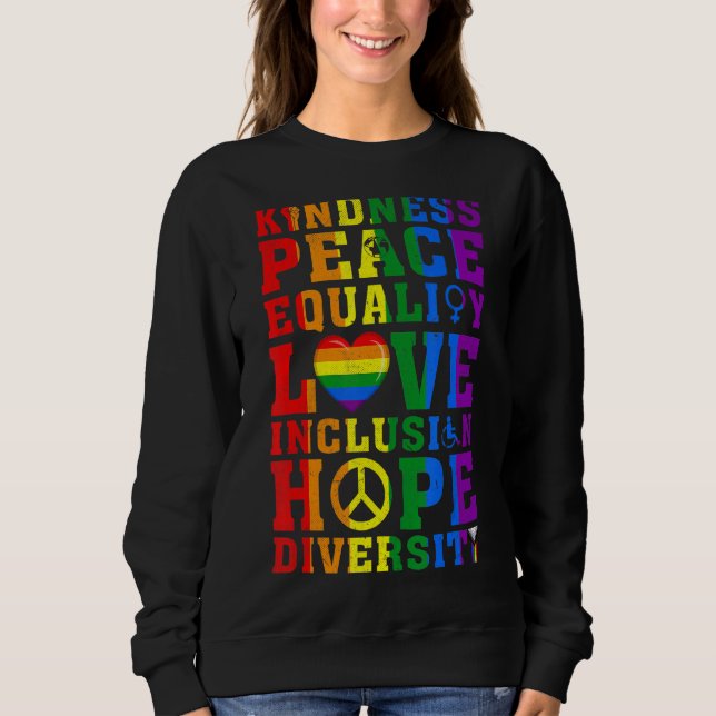 Sudadera Retro Amabilidad Derechos Humanos Paz Lgbt Lesbian (Anverso)