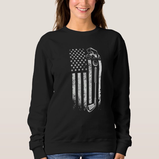 Sudadera Retro American Flag Golf - Gift for Golfer - Funny (Anverso)