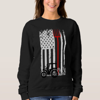 Sudadera Retro American Flag Tractor Men Women Tractor Farm