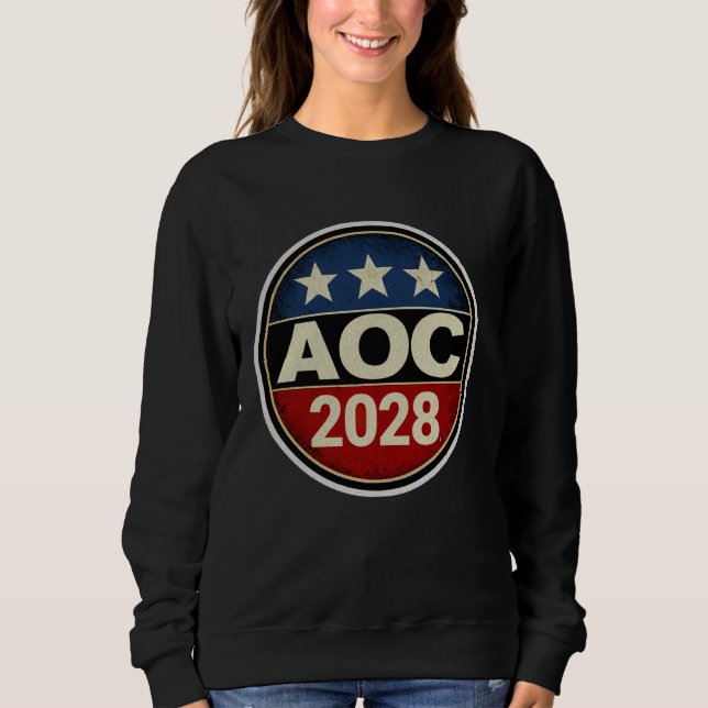 Sudadera Retro AOC 2028 lucha contra la oligarquía protesta (Anverso)