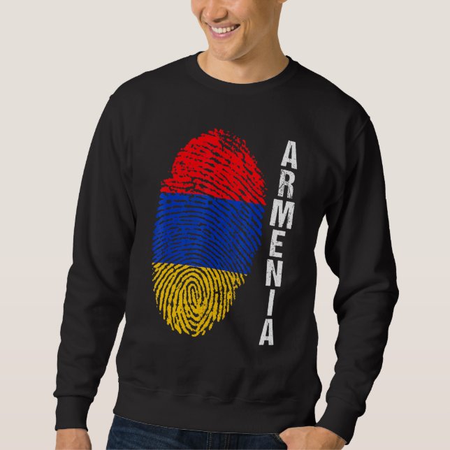 Sudadera Retro Armenia Bandera Hogar huella digital Tee Je (Anverso)
