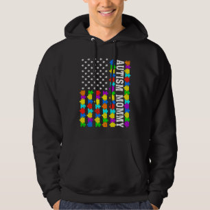 Sudadera Retro Autism Mommy American Flag Love Autism Aware