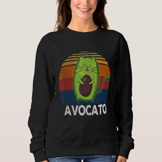 Sudadera Retro Avocato Avogato Avocado Cat Vegan (Anverso)