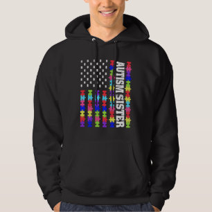 Sudadera Retro Bandera De Eeuu Autismo Rompecabezas Autista